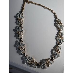 Gorgeous Vintage Sarah Coventry Silver & Gold Plated Textured Leaf Link Necklace